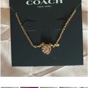 Coach Gold Chain Necklace with Crystal Pendant